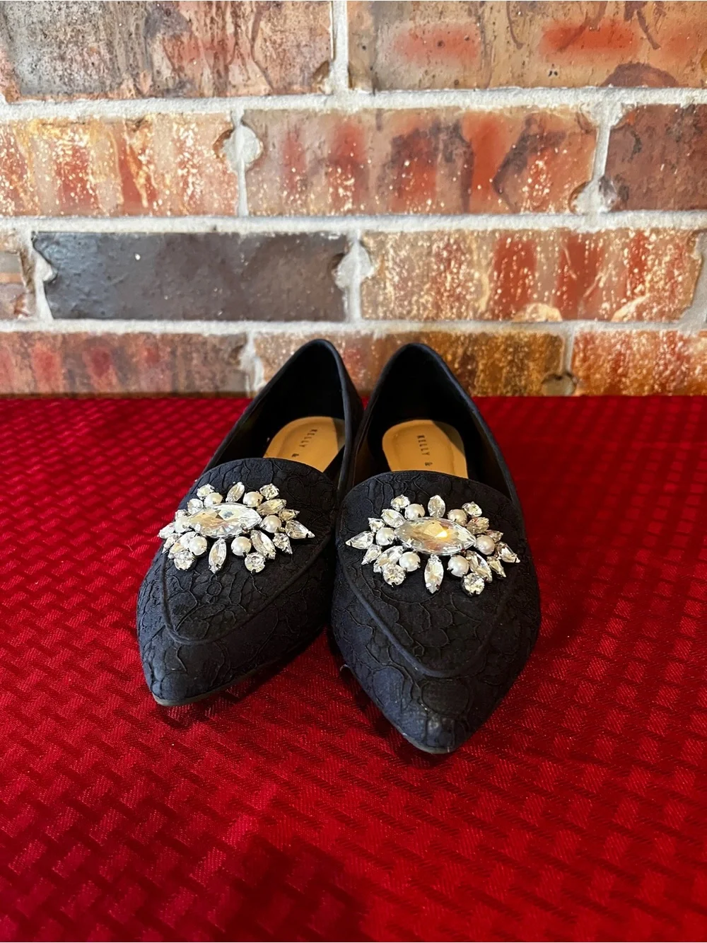 Kelly & Katie Navy Blue Jeweled Slip-On Loafers Size:8 Narrow
